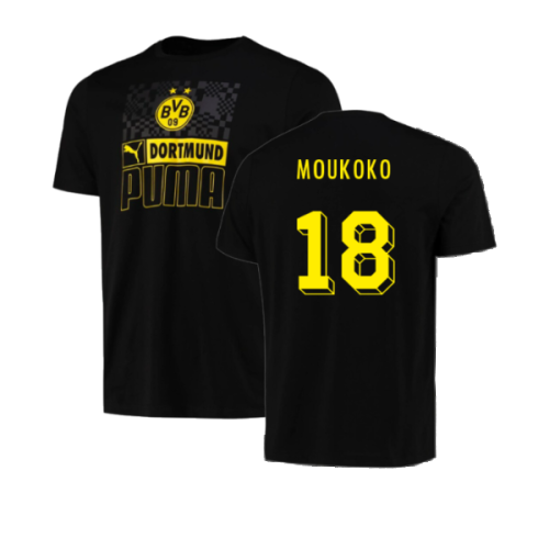 2023-2024 Borussia Dortmund FtblCore AOP Tee (Black) (Moukoko 18)