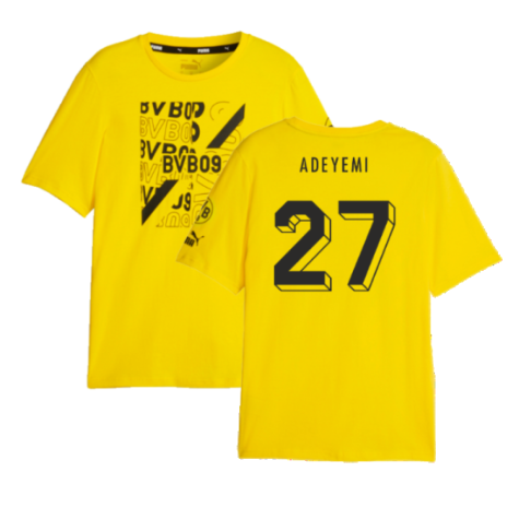 2023-2024 Borussia Dortmund FtblCore Graphic Tee (Yellow) (Adeyemi 27)