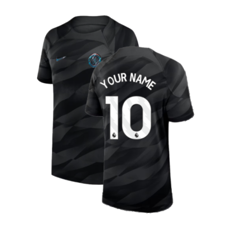 2023-2024 Chelsea Home Goalkeeper Shirt (Black) - Kids (Your Name)