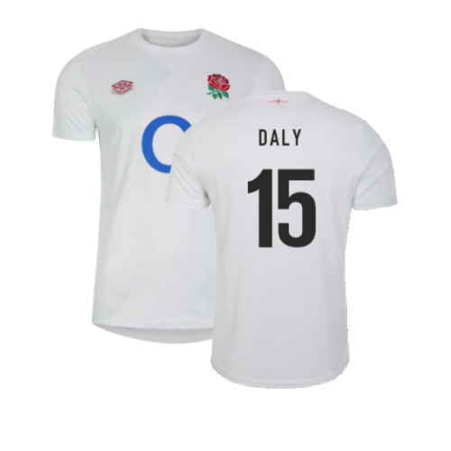 2023-2024 England Rugby Warm Up Jersey (Brilliant White) (Daly 15)