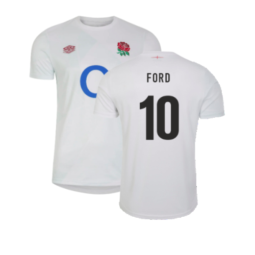 2023-2024 England Rugby Warm Up Jersey (Brilliant White) (Ford 10)