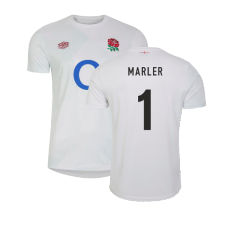 2023-2024 England Rugby Warm Up Jersey (Brilliant White) (Marler 1)