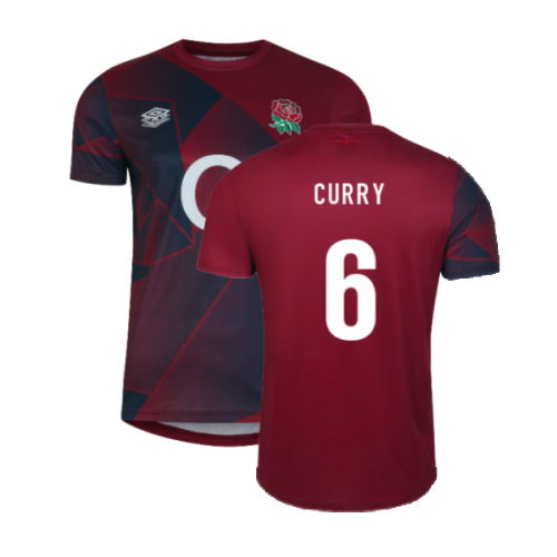 2023-2024 England Rugby Warm Up Jersey (Tibetan Red) (Curry 6)