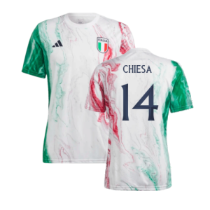2023-2024 Italy Pre-Match Jersey (Green) (CHIESA 14) 2023-2024 Italy Pre-Match Jersey (Green) (CHIESA 14)