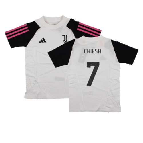 2023-2024 Juventus Cotton Tee (White) - Kids (CHIESA 7)