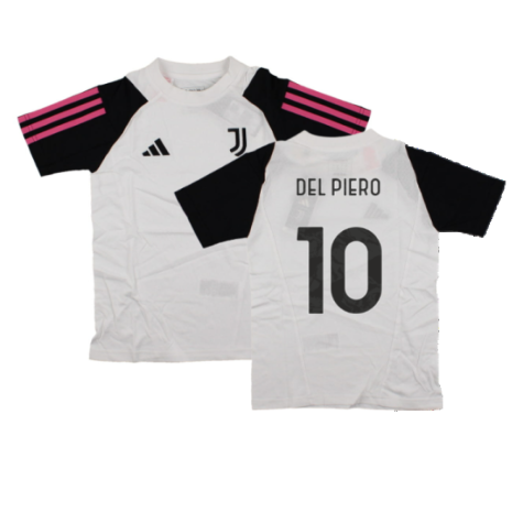 2023-2024 Juventus Cotton Tee (White) - Kids (DEL PIERO 10)