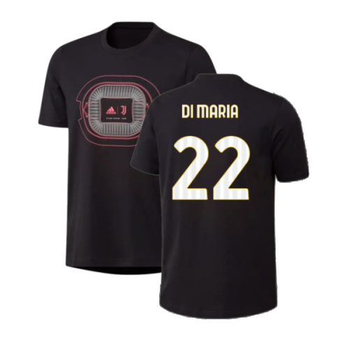 2023-2024 Juventus Graphic T-Shirt (Black) (DI MARIA 22)