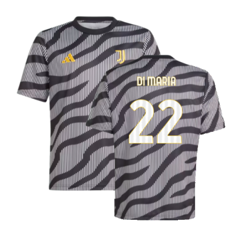 2023-2024 Juventus Pre-Match Shirt (Black) - Kids (DI MARIA 22)