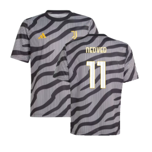 2023-2024 Juventus Pre-Match Shirt (Black) - Kids (NEDVED 11)