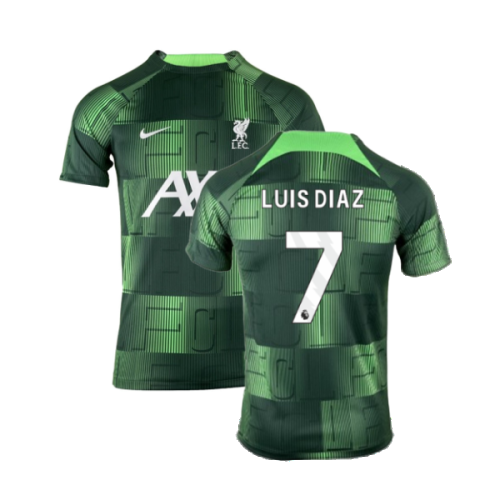 2023-2024 Liverpool Academy Pre-Match Training Shirt (Green) (Luis Diaz 7)