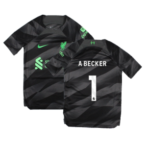 2023-2024 Liverpool Home Goalkeeper Shirt (Black) - Kids (A Becker 1) 2023-2024 Liverpool Home Goalkeeper Shirt (Black) - Kids (A Becker 1)