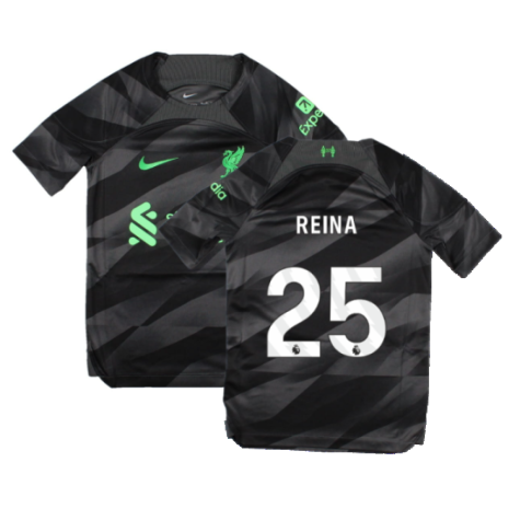 2023-2024 Liverpool Home Goalkeeper Shirt (Black) - Kids (Reina 25)