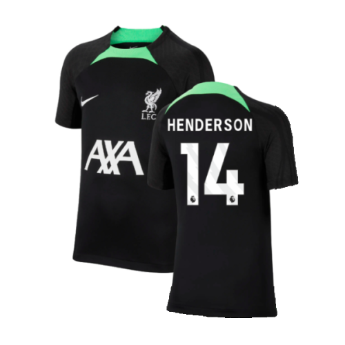 2023-2024 Liverpool Strike Dri-Fit Training Shirt (Black) - Kids (Henderson 14)