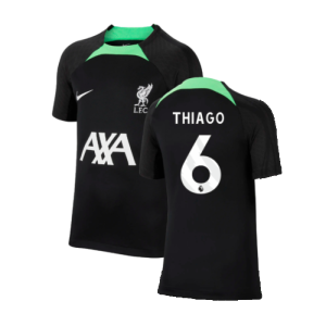 2023-2024 Liverpool Strike Dri-Fit Training Shirt (Black) - Kids (Thiago 6)