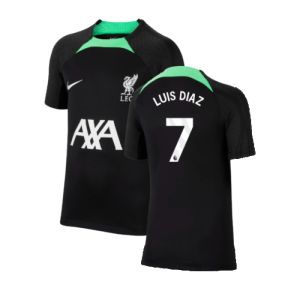 2023-2024 Liverpool Strike Dri-Fit Training Shirt (Black) (Luis Diaz 7)