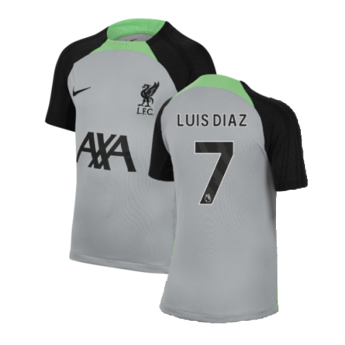 2023-2024 Liverpool Strike Dri-Fit Training Shirt (Grey) - Kids (Luis Diaz 7)