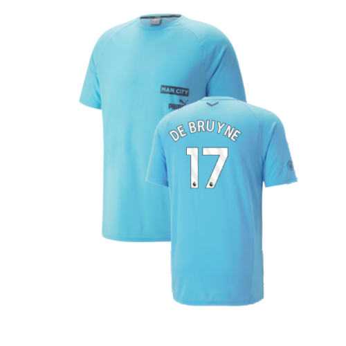 2023-2024 Man City Casuals Tee (Blue Wash) (DE BRUYNE 17)