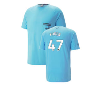 2023-2024 Man City Casuals Tee (Blue Wash) (FODEN 47)