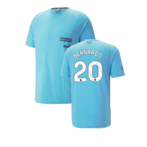 2023-2024 Man City Casuals Tee (Blue Wash) - Kids (BERNARDO 20)