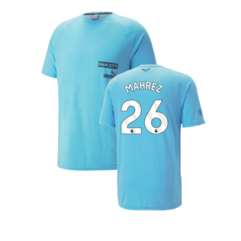 2023-2024 Man City Casuals Tee (Blue Wash) - Kids (MAHREZ 26)