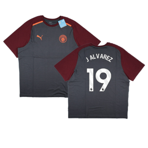 2023-2024 Man City Casuals Tee (Grey) (J ALVAREZ 19)