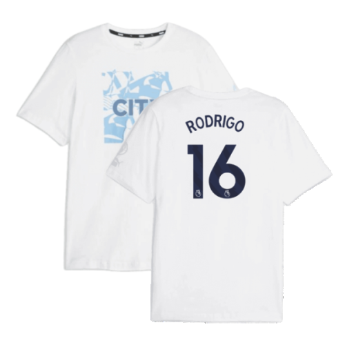 2023-2024 Man City FtblCore Graphic Tee (White) (RODRIGO 16)