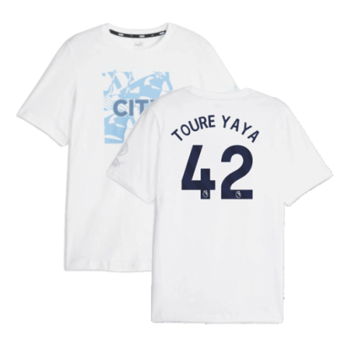 2023-2024 Man City FtblCore Graphic Tee (White) (TOURE YAYA 42)