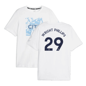 2023-2024 Man City FtblCore Graphic Tee (White) (WRIGHT PHILLIPS 29)