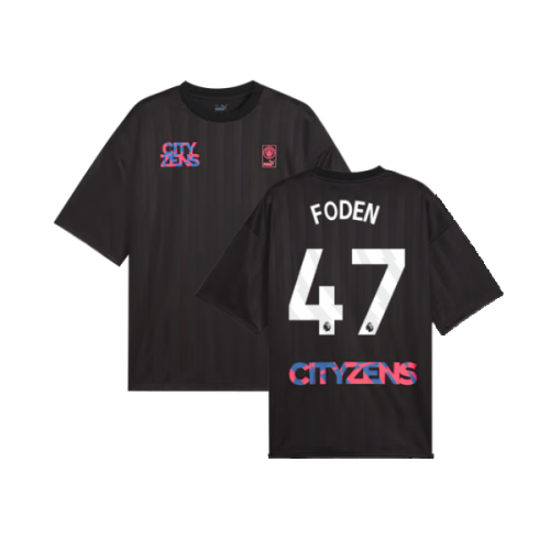 2023-2024 Man City FtblNrgy Jersey (Black) (FODEN 47)