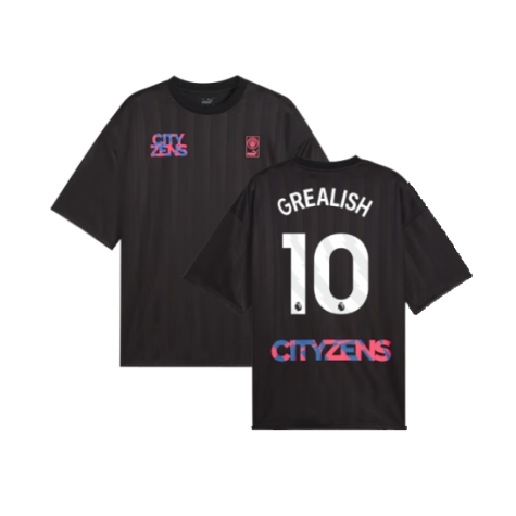 2023-2024 Man City FtblNrgy Jersey (Black) (GREALISH 10)