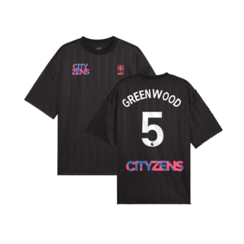 2023-2024 Man City FtblNrgy Jersey (Black) (Greenwood 5)