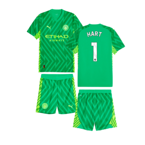 2023-2024 Man City Goalkeeper Mini Kit (Green) (Hart 1)