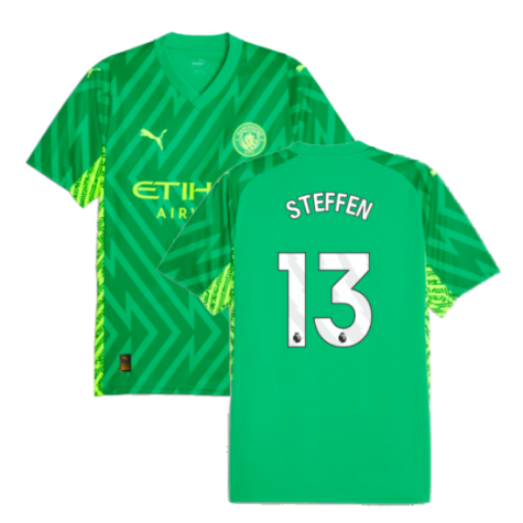 2023-2024 Man City Goalkeeper Shirt (Green) - Kids (Steffen 13)