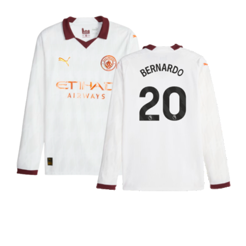 2023-2024 Man City Long Sleeve Away Shirt (BERNARDO 20)