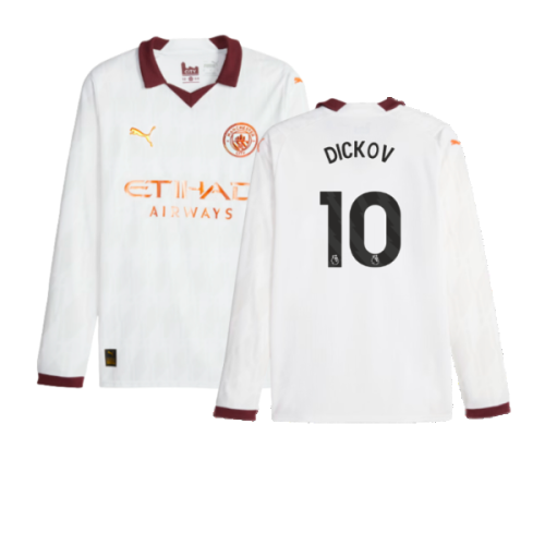 2023-2024 Man City Long Sleeve Away Shirt (DICKOV 10)