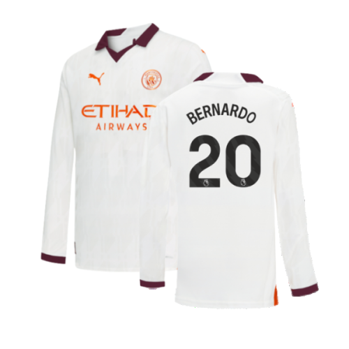 2023-2024 Man City Long Sleeve Away Shirt (Kids) (BERNARDO 20)