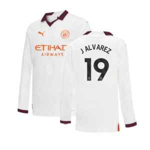 2023-2024 Man City Long Sleeve Away Shirt (Kids) (J ALVAREZ 19)