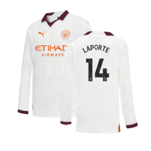 2023-2024 Man City Long Sleeve Away Shirt (Kids) (LAPORTE 14) 2023-2024 Man City Long Sleeve Away Shirt (Kids) (LAPORTE 14)