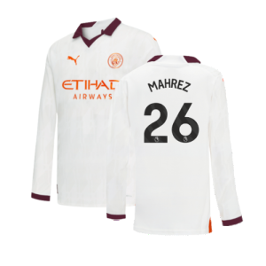 2023-2024 Man City Long Sleeve Away Shirt (Kids) (MAHREZ 26)