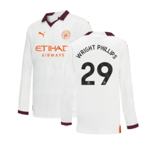 2023-2024 Man City Long Sleeve Away Shirt (Kids) (WRIGHT PHILLIPS 29)