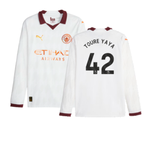 2023-2024 Man City Long Sleeve Away Shirt (TOURE YAYA 42)