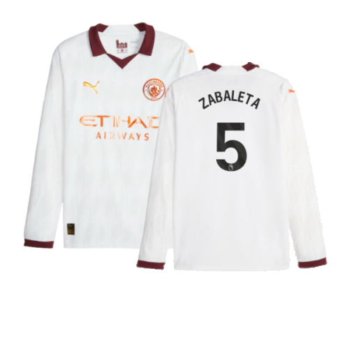 2023-2024 Man City Long Sleeve Away Shirt (ZABALETA 5)