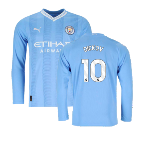 2023-2024 Man City Long Sleeve Home Shirt (DICKOV 10)