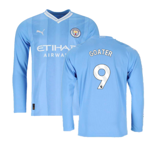 2023-2024 Man City Long Sleeve Home Shirt (GOATER 9)