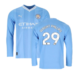 2023-2024 Man City Long Sleeve Home Shirt (WRIGHT PHILLIPS 29)