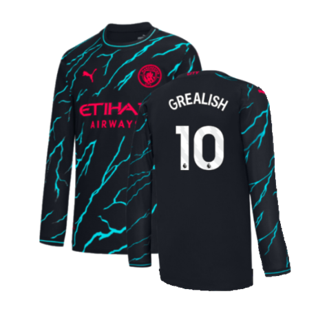 2023-2024 Man City Long Sleeve Third Shirt (GREALISH 10)