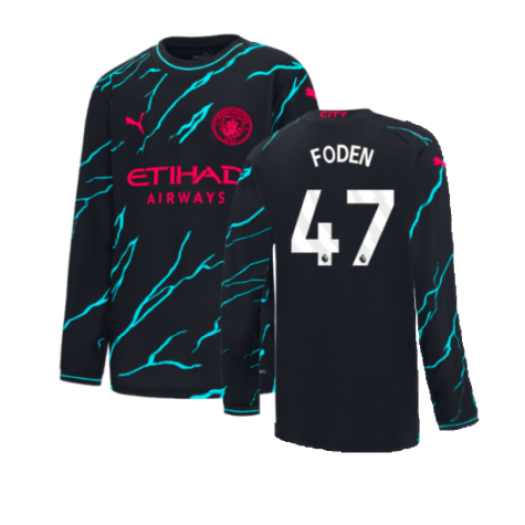 2023-2024 Man City Long Sleeve Third Shirt (Kids) (FODEN 47)