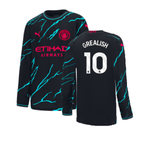 2023-2024 Man City Long Sleeve Third Shirt (Kids) (GREALISH 10)