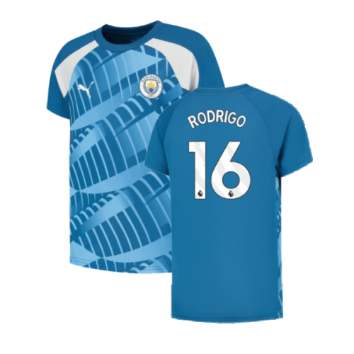 2023-2024 Man City Pre-Match Jersey (Lake Blue) (RODRIGO 16)