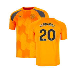 2023-2024 Man City Pre-Match Jersey (Orange) (BERNARDO 20)